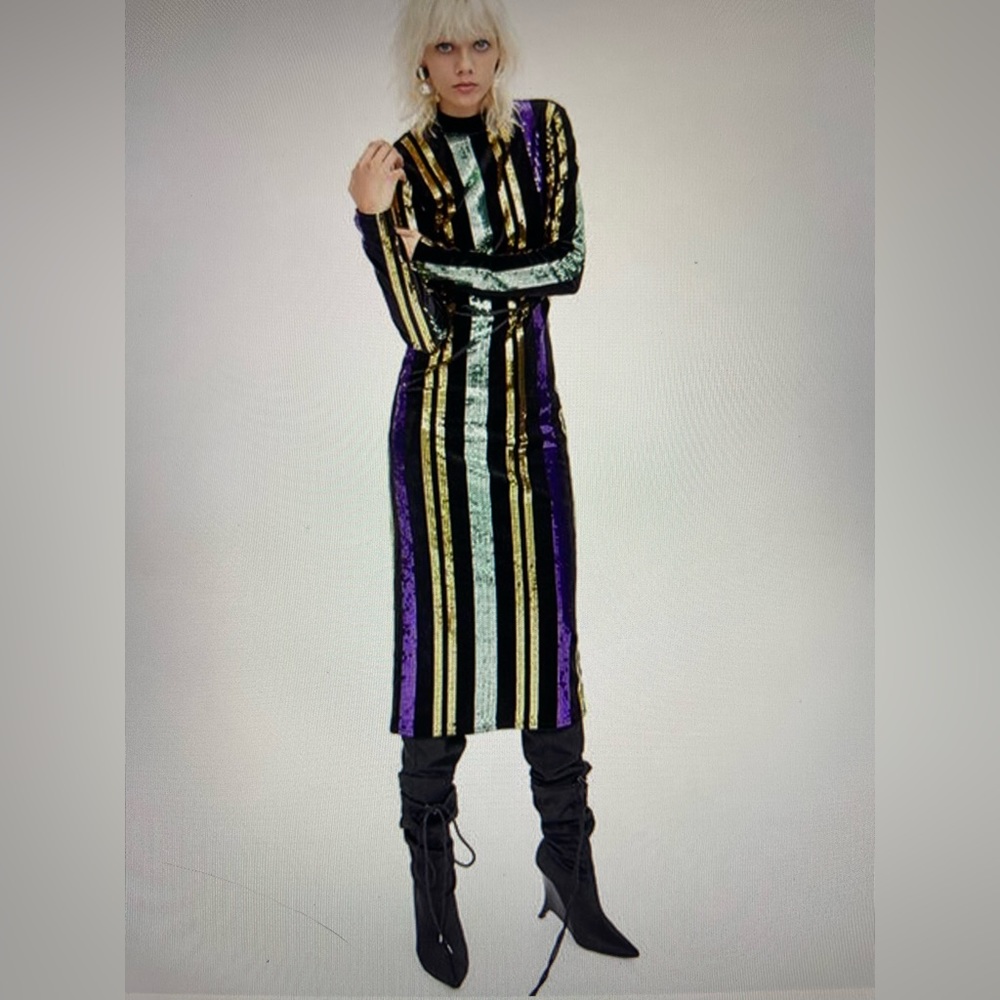 ZARA Velvet Sequins Maxi Dress Size M